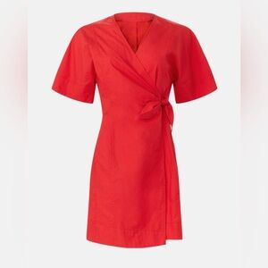 Ganni Red Mini Wrap Dress x RTR